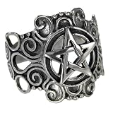 Large Sterling Silver Ornate Pentacle pentagram Ring Pagan Wiccan Jewelry (sz 4-15)