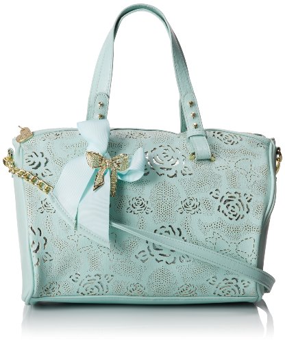 Betsey Johnson Racey Lacey Satchel Top Handle Bag,Mint,One Size