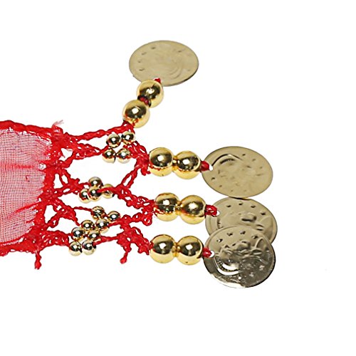 Chiffon Hot Belly Dancing Skirt Belt with 3 Row 98 Gold Coins Dance Hip Scarf Wrap