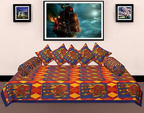 Indian Handmade Kantha Stitch Work Deewan Size Cotton Bedsheet Traditional Rajasthani Bed Sheet