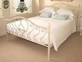 Kitchen & Housewares : Washed Cream Metal King Sized Bed Frame Shabby Chic Style.