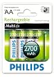 Philips Pile ricaricabili AA 2700 mAh, confezione da 4