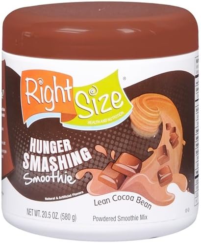 RightSize Hunger Powdered Smoothie Mix 20.5 OZ (Lean Cocoa Bean, Pack of 2)