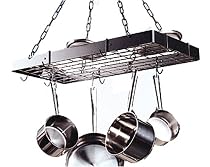 Black & Chrome Hanging Pot Rack by Rogar International
