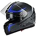 TRIANGLE Full Face Dual Visor Matte Black Street Bike Motorcycle Helmet (Large, Matte Blue)