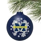 Michigan Wolverines Navy Blue Snowflake Glass Ornament
