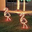 2 Tropical Lighted Pink Flamingo Rope Light Outdoor Yard Art Decorations 24"