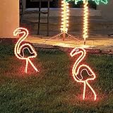 Pack of 2 Rope Lighted Pink Flamingos Outdoor Tropical Yard Art 24