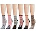 Deer Mum Girl New Fashion Cotton Stripe Socks with Cute Cartoon Cat Pattern 5 Pairs