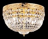 Gold Finish 15 3/4 Wide Crystal Flushmount Ceiling Light