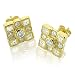 Jewelry : 18k Yellow Gold Square Cluster Diamond Earrings Studs (G-H, SI-I, 1.50 carat)
