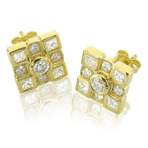 18k Yellow Golden Square Cluster Diamond Earrings Studs 51nqUINfqUL 18k Yellow Golden Square Cluster Diamond Earrings Studs