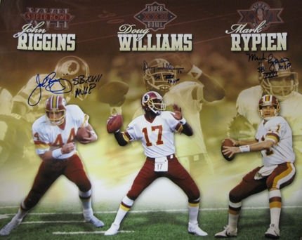 John Riggins, Mark Rypien and Doug Williams Washington Redskins Autographed/Hand Signed Super Bowl M