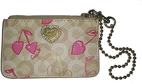 Coach Wavery Cherry Id Skinny Small Wallet Card Case Key Holder Coin 49233