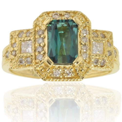Michael Valitutti 18K Yellow Gold Indicolite Tourmaline & Diamond Ring