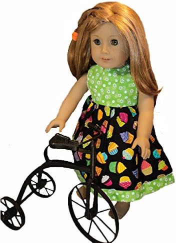 Darling Cupcake Sleeveless Dress with gathered Skirt - perfect for American Girl type 18 inch Doll afternoon tea parties!