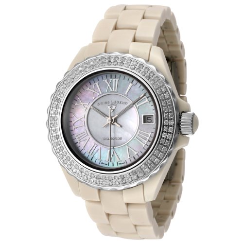 Swiss Legend Women s 20051-BGWSR Karamica Collection Diamond Beige High Tech Ceramic Watch