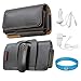 Black Horizontal Premium Leather Holster Carrying Case with Removable Belt-Clip for HTC EVO 3D Sprint Android Smartphone + WHITE HOME CHARGER + WHITE CAR CHARGER + SumacLife TM Wisdom*Courage Wristband