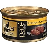 SHEBA Pate in Natural Juices Chicken and Tuna Entree Canned Cat Food 3 Ounces (Pack of 24)