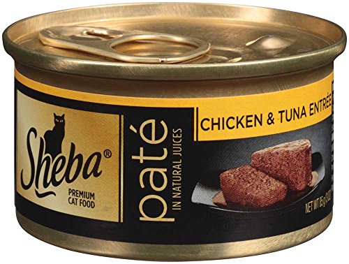 SHEBA Pate in Natural Juices Chicken and Tuna Entree Canned Cat Food 3 Ounces (Pack of 24)