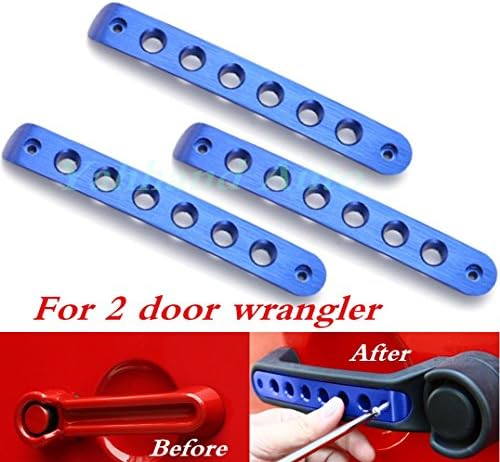 Yahhand Auto Front Door &amp; Back Door Aluminum Grab Handle Cover For 2 Door Jeep Wrangler JK 2007 - 2016 (3pcs(Blue))