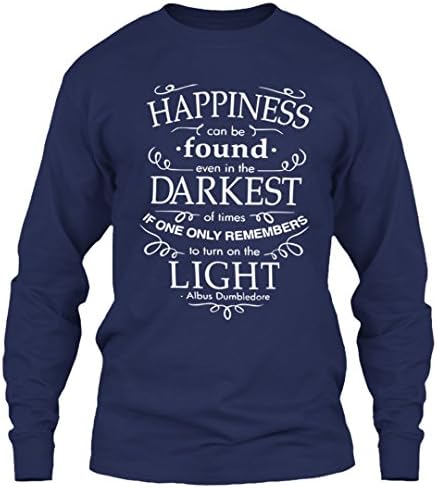 Happiness Can Be Found Even In The Darkest Of Time Harry Portter T Shirt Long (L,Navy)