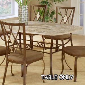 Hillsdale Brookside Rectangle Dining Table, Brown Powder Coat Finished Base and Fossil Stone Top