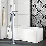 バスタブの蛇口 滝型 フロア立ち 混合水栓 浴室のシャワーサウナ家具 クロームポリッシュ シルバー色