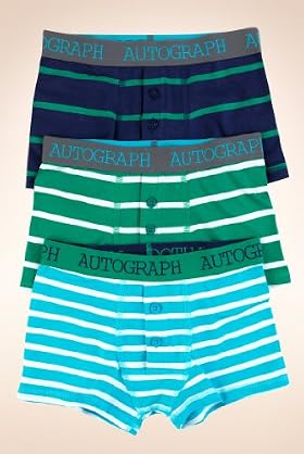 3 Pack - Older Boys' Autograph Cotton Rich Stripe Trunks