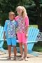 Maximum UV protective short sleeve Rash Guards in child size 6/7. Disco Daisy-Pink. Made in the USA. Sold direct from Manufacturer. Shorts not included.