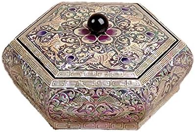 Mother of Pearl Nacre korea traditional master artisan handmade Hexagon Jewelry Box, Jewelry case, accessory holder (Crane)