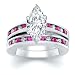 2.92 CT MARQUISE DIAMOND W ROUND PINK SAPPHIRE RING SET