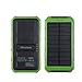 Solar Charger Eco-daily with 10000mah Dual USB Solar Charger Waterproof Solar Power Bank / Backup Battery Charger for Android Cell Phone, Solar Power Bank for Iphone 6 Ipad Green