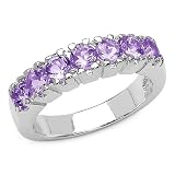 1.05 Carat Genuine Amethyst Silver Ring