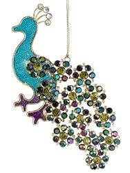 Lavish Jeweled Regal Peacock with Glitter Christmas Ornament 6.5"