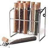 Spice Rack - Glass Spice Tube Set (Silver) (7h x 7w x 4.25d)