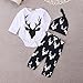 Newborn Infant Baby Girls Boy Deer Tops Bodysuit Long Pants Hat 3pcs Outfits Set,White&navy Blue,0-3 Months