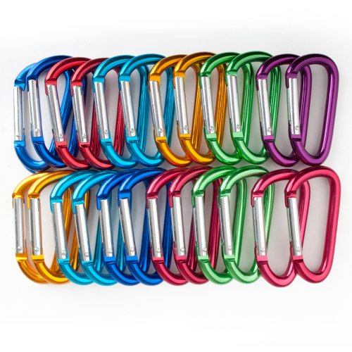 GOGO 24 PCS Aluminum D-shaped Carabiners in Assorted Colors, Gift Idea
