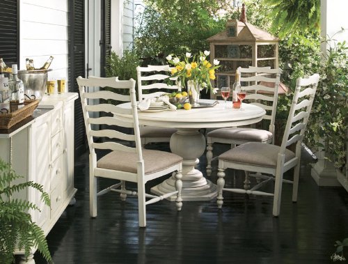 Paula Deen Round Pedestal Dining Set (With Mike's Chairs) - Linen Finish