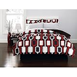 Black & Red Adult Jazz Twin Comforter & Sheet Set (6 Piece Bed In A Bag)