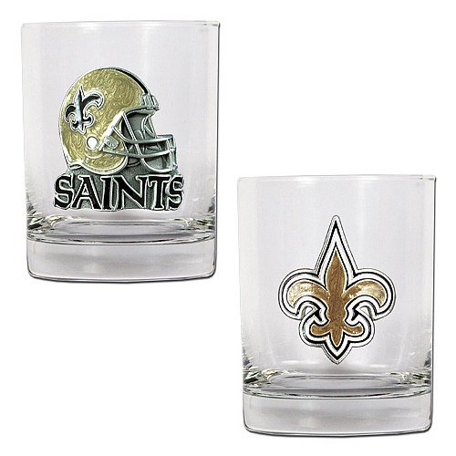 NFL New Orleans Saints Two Piece Rocks Glass Set - Primary & Helmet Logo