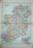 1881 MAP IRELAND PLAN DUBLIN ULSTER IRISH SEA CONNAUGHT