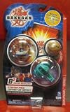 Bakugan Battle Brawlers B2 Bakupearl Series Grey PREYAS, Green Limulus and Brown Mystery Marble