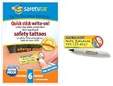 Quick Stick Write-on! Child ID Tattoos ALLERGY 6pk. With FREE Tattoo Marking Pen by SafetyTat. Write your emergency contact number and your child's food or environmental allergy on this safety tattoo to avoid potentially dangerous exposure for your child. This allergy SafetyTat is a helpful tool to alert or remind other adults who may be unaware of your child's condition.