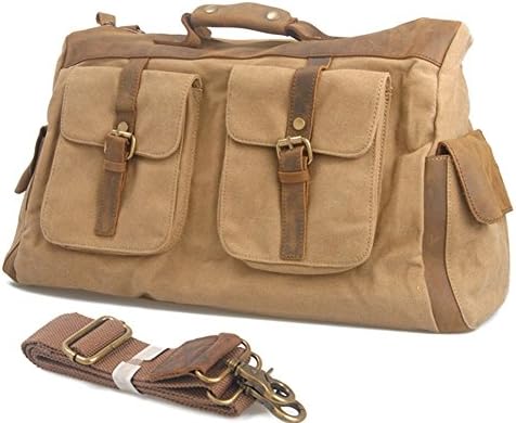MEKU Unisex Canvas Leather Weekender Duffel Bag