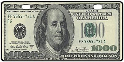 100 Dollar Bill Money Pattern Strong And Durable Aluminum Car Metal License Plate Frame for Women/Men Two Holes Tag 11.8" X 6.1"