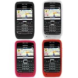 Black Silicone Skin Rubber Soft Case + Clear Silicone Skin Rubber Soft Case + Red Silicone Skin Rubber Soft Case + Rose Pink Silicone Skin Rubber Soft Case for AT&T Nokia E71