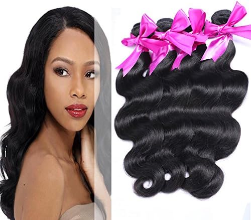 Ms Mary Brazilian Virgin Remy Human Hair Extension Weave 6A Body Wave 4 Bundles 400g Natural Black(26"26"26"26")