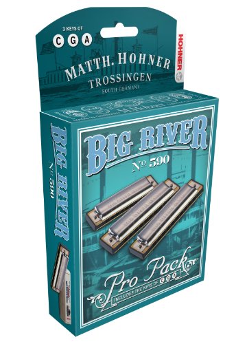 Hohner 3P590BX Big River Harmonica, Keys of C, G, and A Pro Pack
