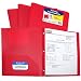 C-Line Two-Pocket Heavyweight Poly Portfolio with Prongs, For Letter Size Papers, Includes Business Card Slot, 1 Case of 25 Portfolios, Red (33964)